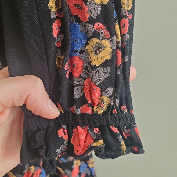 Free People Women's Age of Aquarius Boho Floral Mini Dress in Black Combo Size 6 - Picture 5 of 11